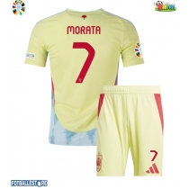 Spania Alvaro Morata #7 Bortedraktsett Barn EM 2024 Kortermet (+ Korte bukser)